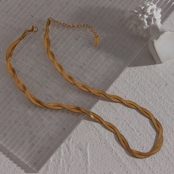 New 18K Gold Double Layer Snake Chain Necklace, nice Necklace, cute Necklace - Picture 5 of 8